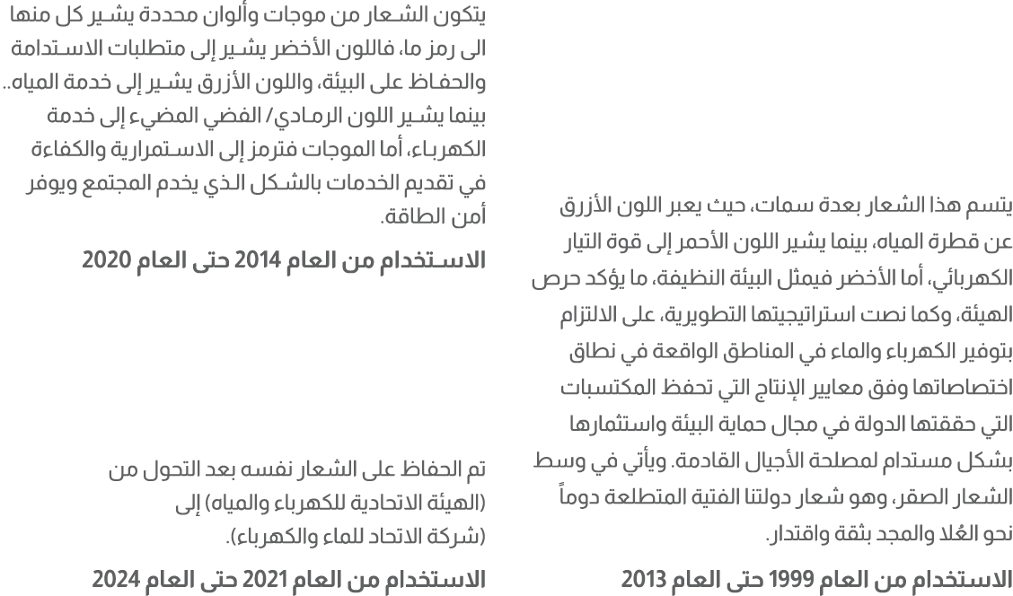 يتسم هذا الشعار بعدة سمات، حيث يعبر اللون الأزرق عن قطرة المياه، بينما يشير اللون الأحمر إلى قوة التيار الكهربائي، أم...