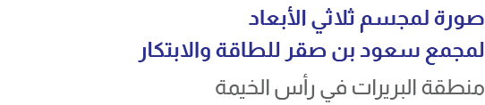صورة لمجسم ثلاثي الأبعاد لمجمع سعود بن صقر للطاقة والابتكار منطقة البريرات في رأس الخيمة