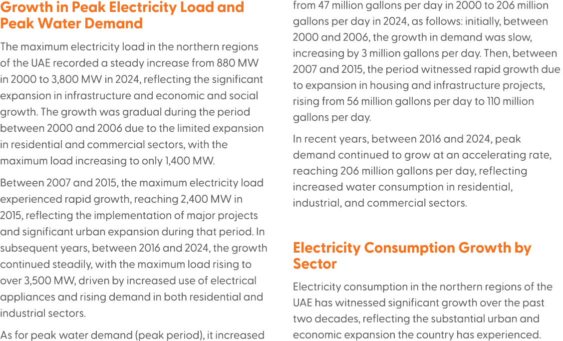 Growth in Peak Electricity Load and Peak Water Demand The maximum electricity load in the northern regions of the UAE...